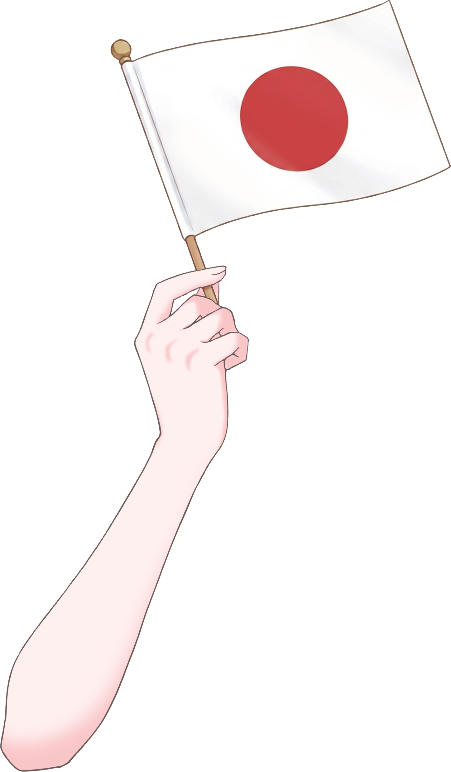 Vtuber向けフリー素材|国旗を持つ手のイラスト