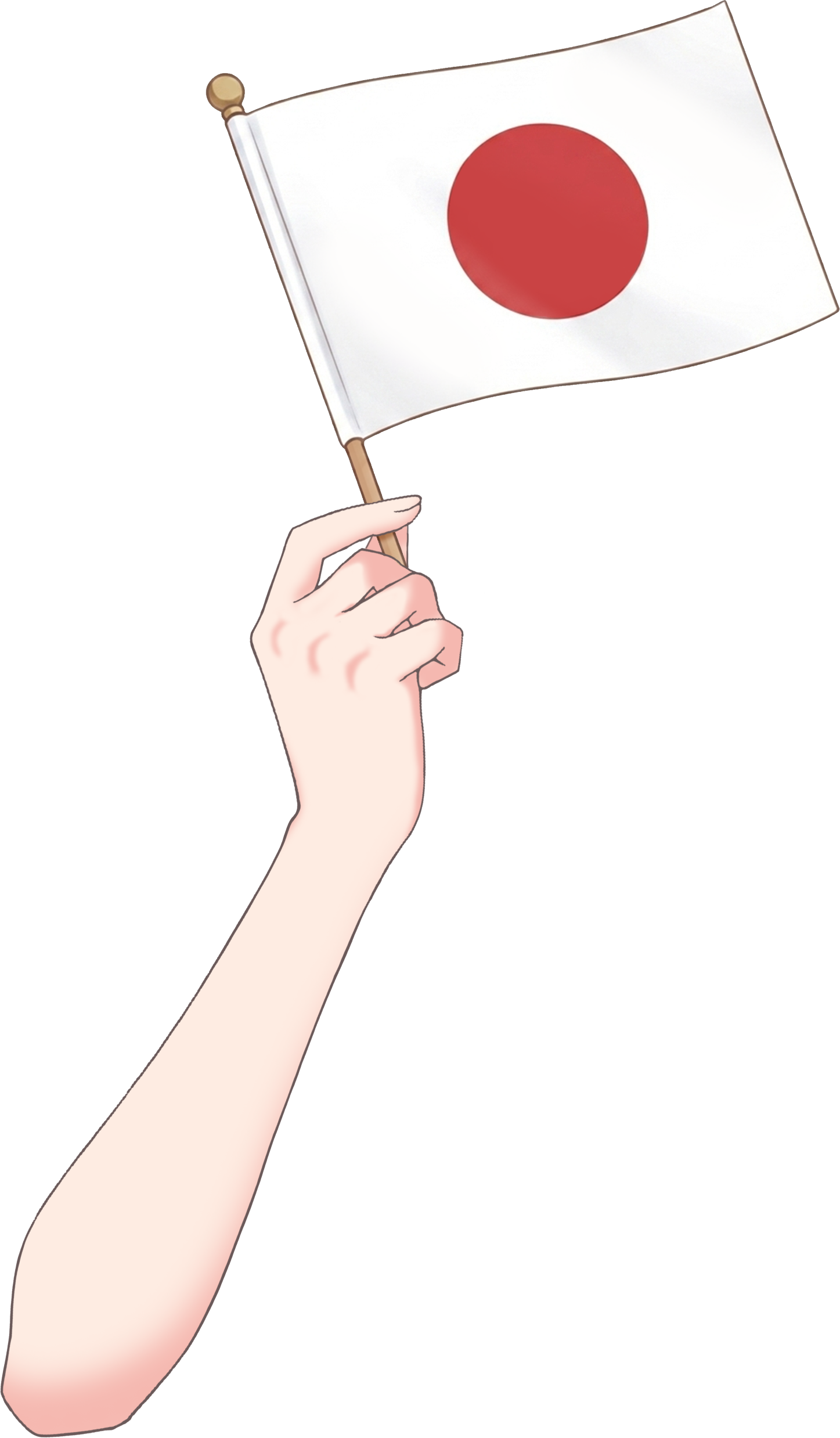 Vtuber向けフリー素材|国旗を持つ手のイラスト