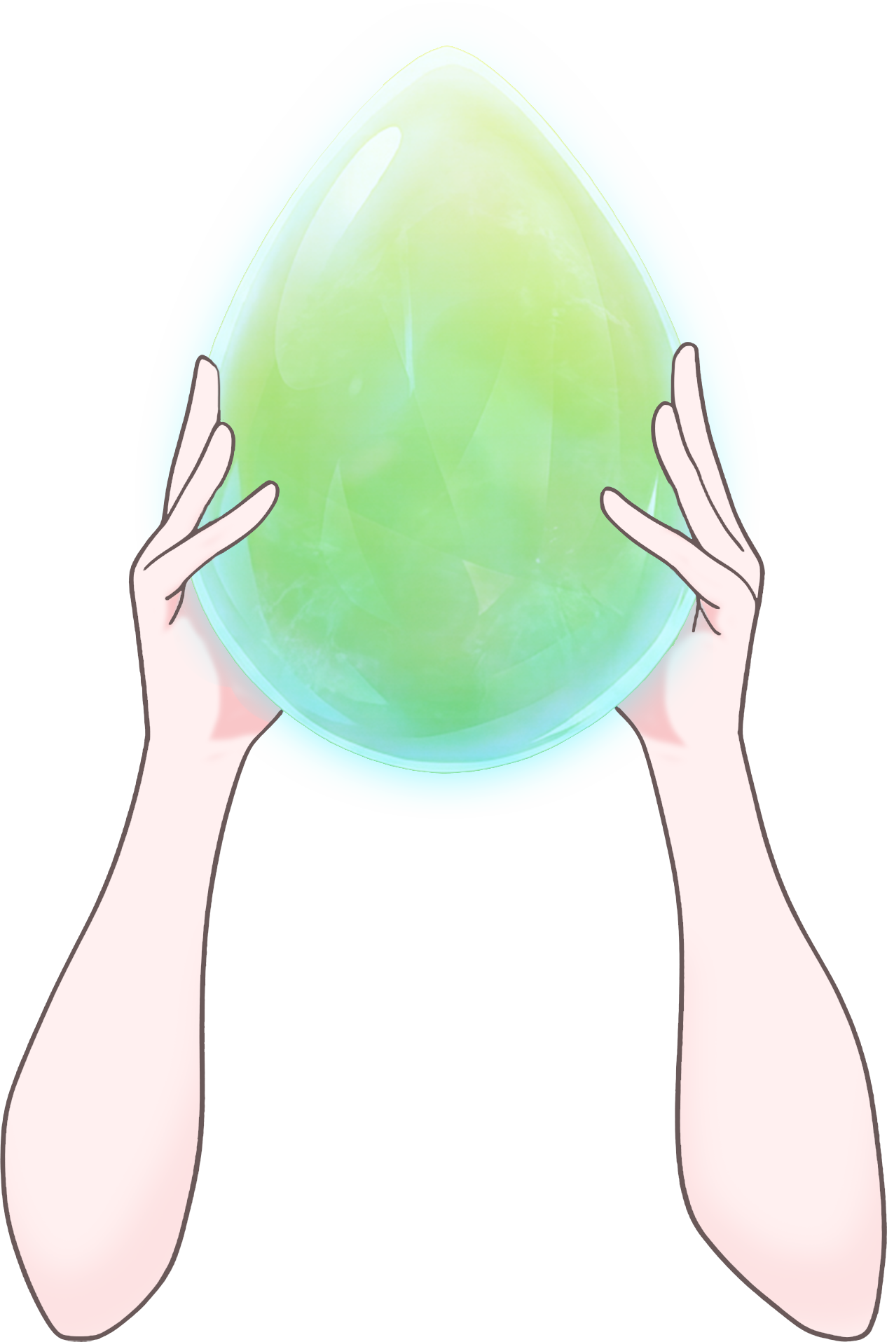 Vtuber向けフリー素材|雫型の水晶玉を持つ手のイラスト