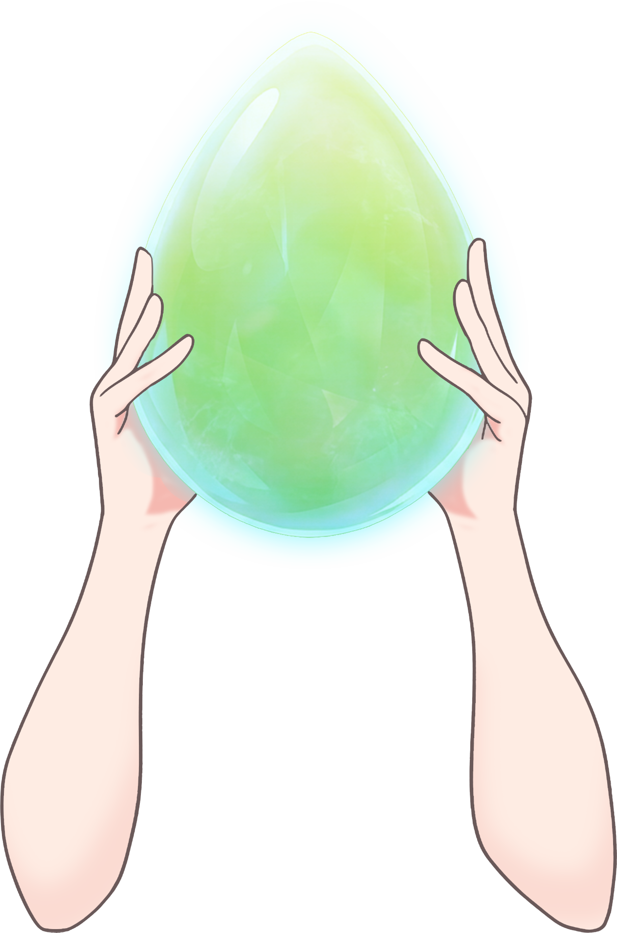 Vtuber向けフリー素材|雫型の水晶玉を持つ手のイラスト