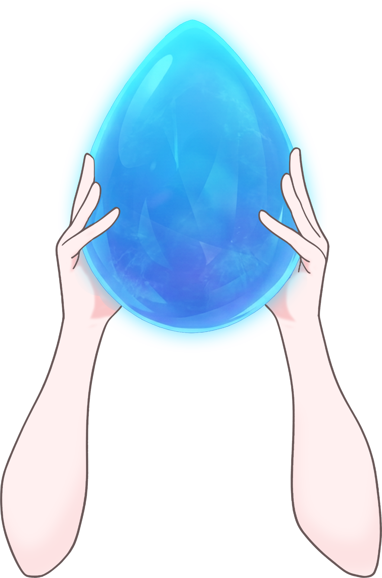 Vtuber向けフリー素材|雫型の水晶玉を持つ手のイラスト