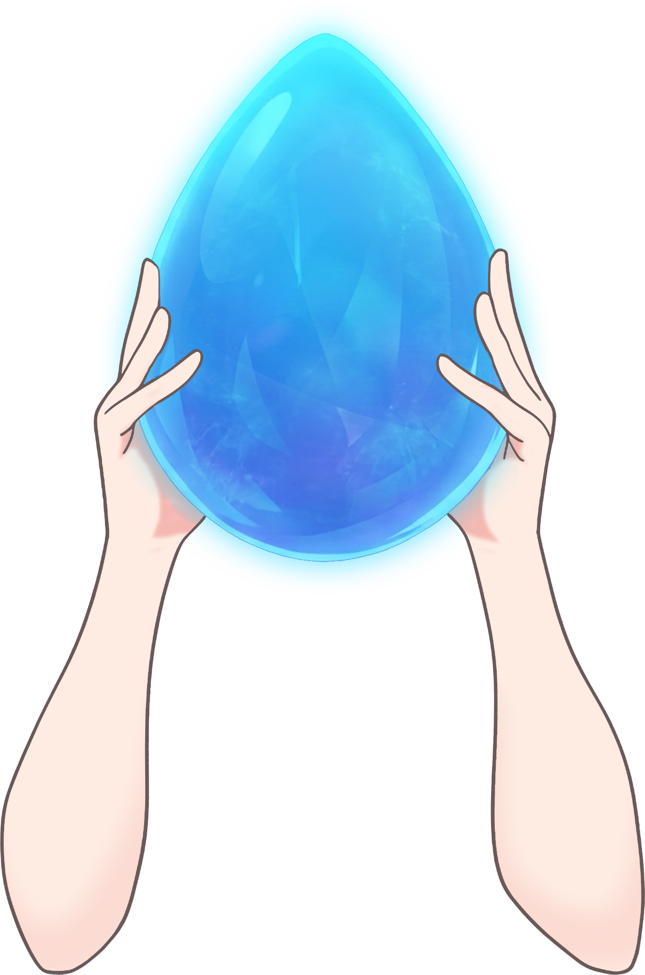 Vtuber向けフリー素材|雫型の水晶玉を持つ手のイラスト