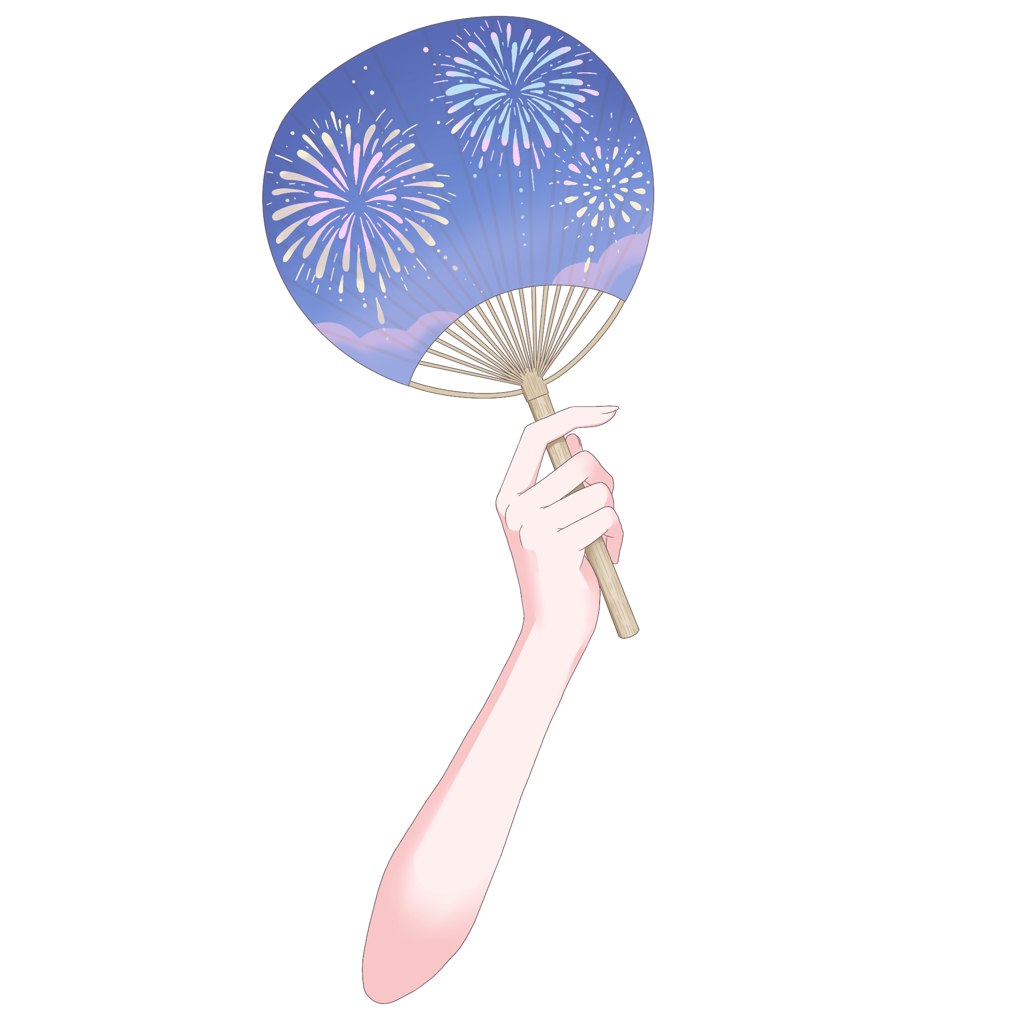 Vtuber向けフリー素材|うちわを持つ手のイラスト