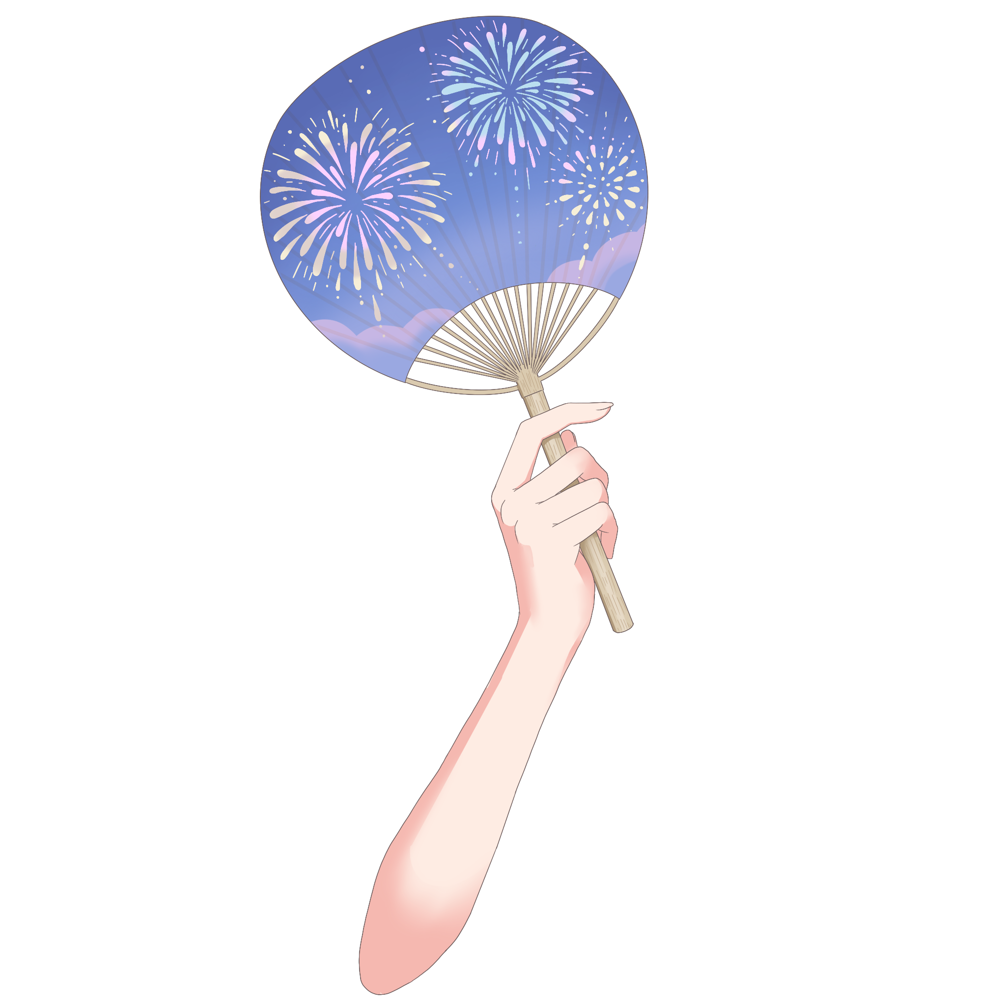 Vtuber向けフリー素材|うちわを持つ手のイラスト