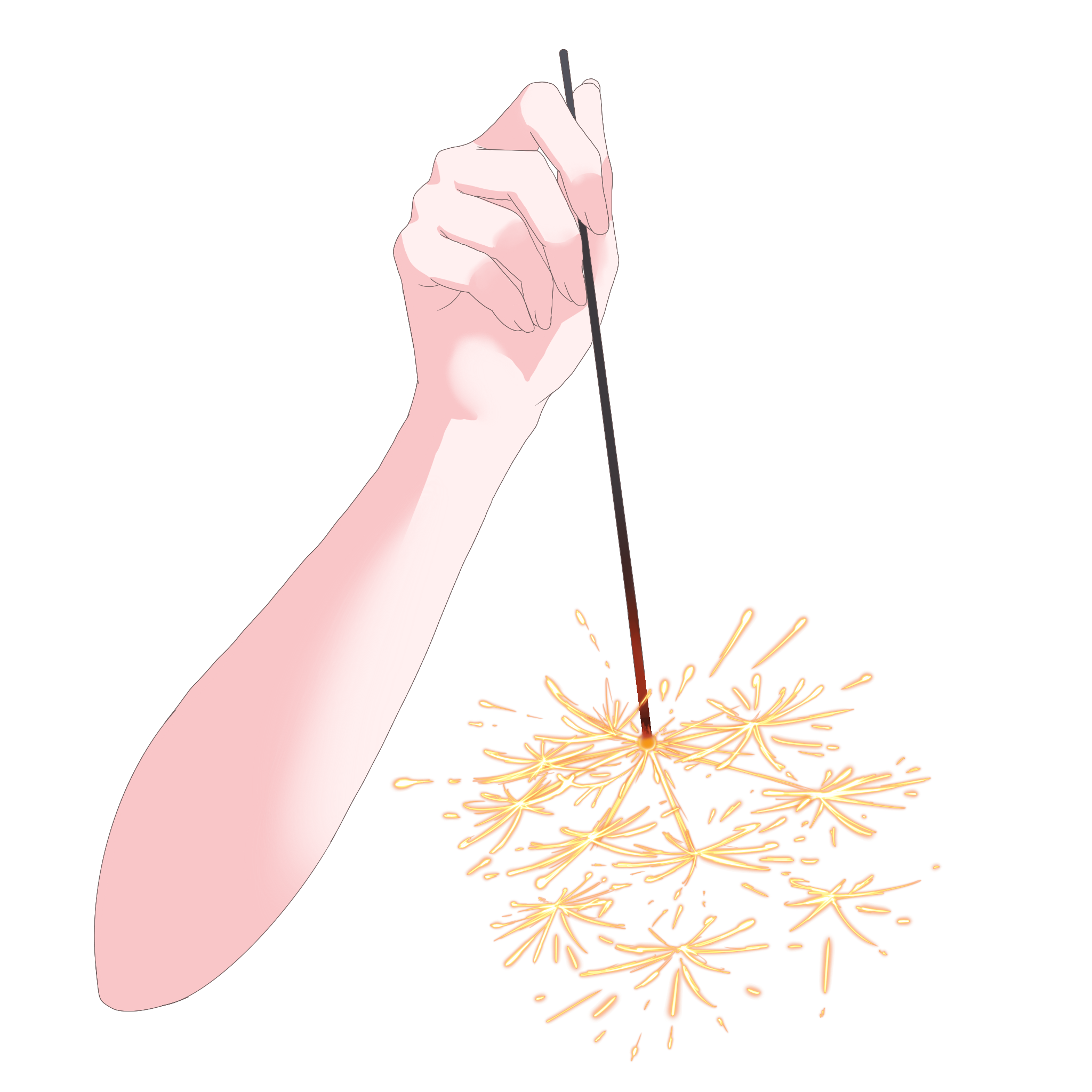 Vtuber向けフリー素材|線香花火を持つ手のイラスト