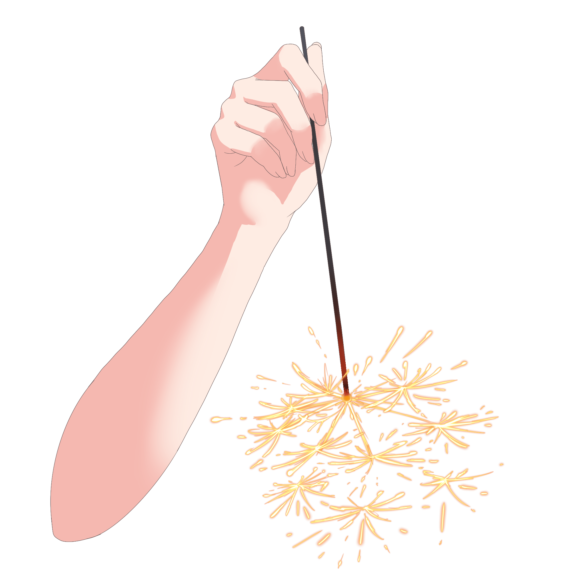 Vtuber向けフリー素材|線香花火を持つ手のイラスト