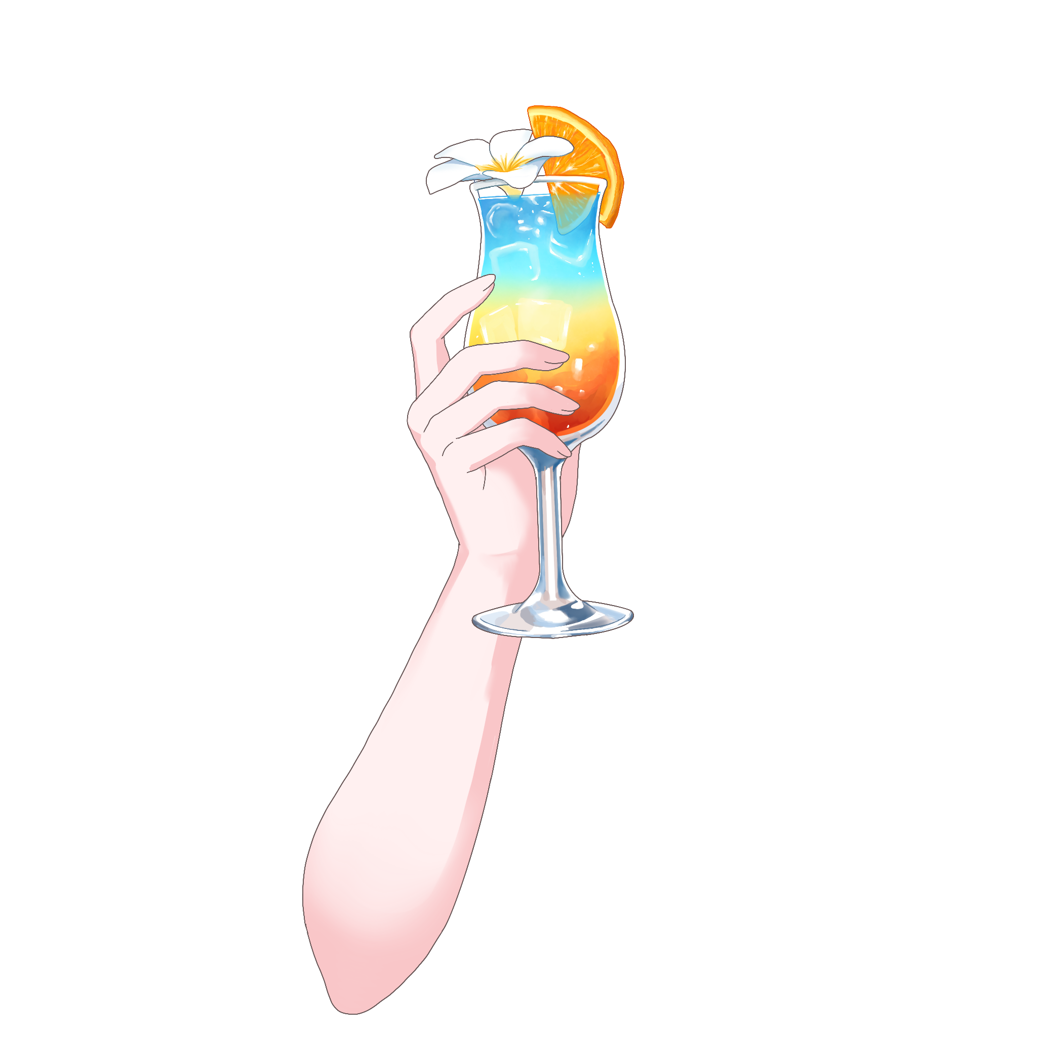 Vtuber向けフリー素材|トロピカルドリンクを持つ手のイラスト