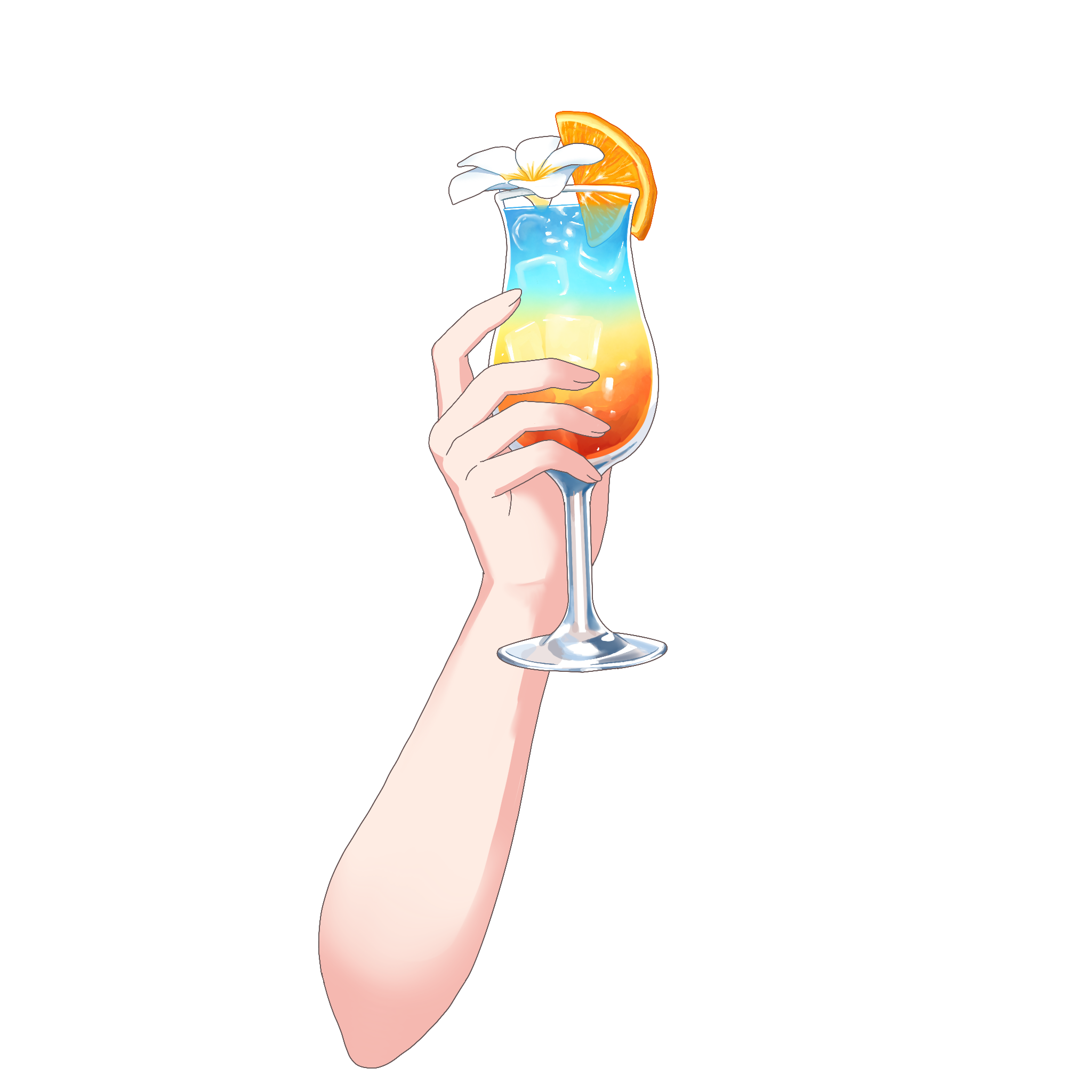 Vtuber向けフリー素材|トロピカルドリンクを持つ手のイラスト